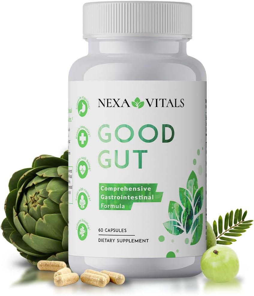 Good Gut - Digestion Υποστηρίζοντας τα βότανα για την αποκατάσταση της υγείας των ούρων - Προώθηση υγιεινών κινήσεων του εντέρου, μείωση του Bloating & Boost GI Motility w/Triphala & Artichoke Extract - 60 κάψουλες