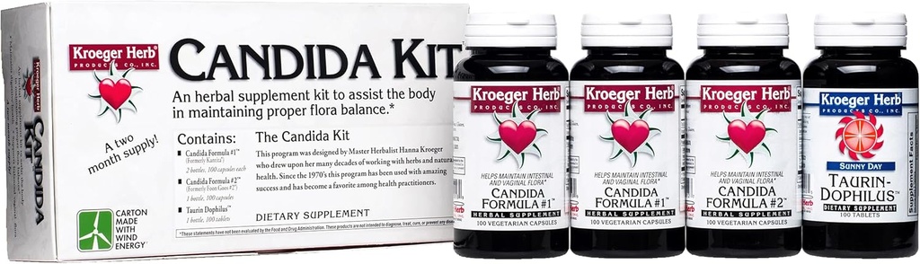 Kroeger Herb Products, Candida Support Kit, Digestive Nutritional Supplement, Gut Health, Optimal Intestinal Function, Μη ΓΤΟ, Χωρίς γλουτένη, Χωρίς συντηρητικά, Κατασκευασμένο στις ΗΠΑ