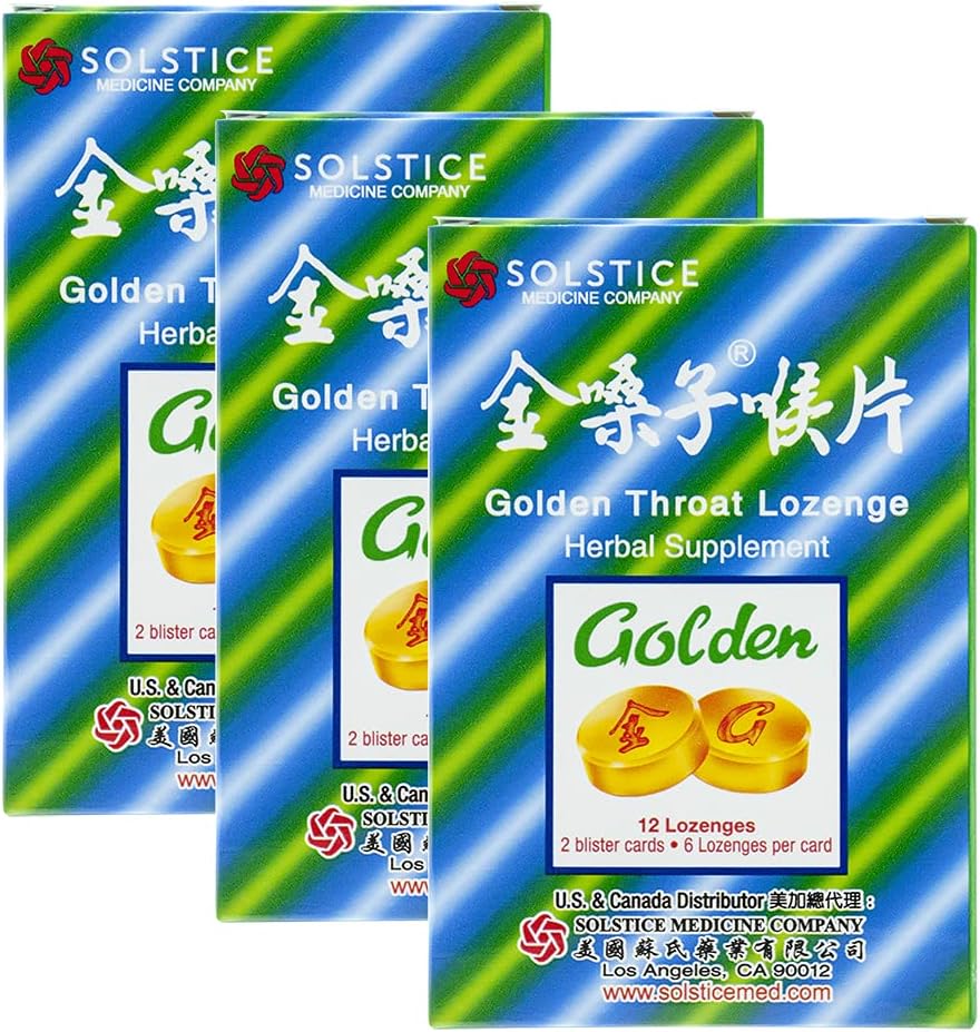 Golden Lroat Lozenge Cough Drops (Jinsangzi Houpian) (12 Lozenges ανά πακέτο) (3 συσκευασίες)