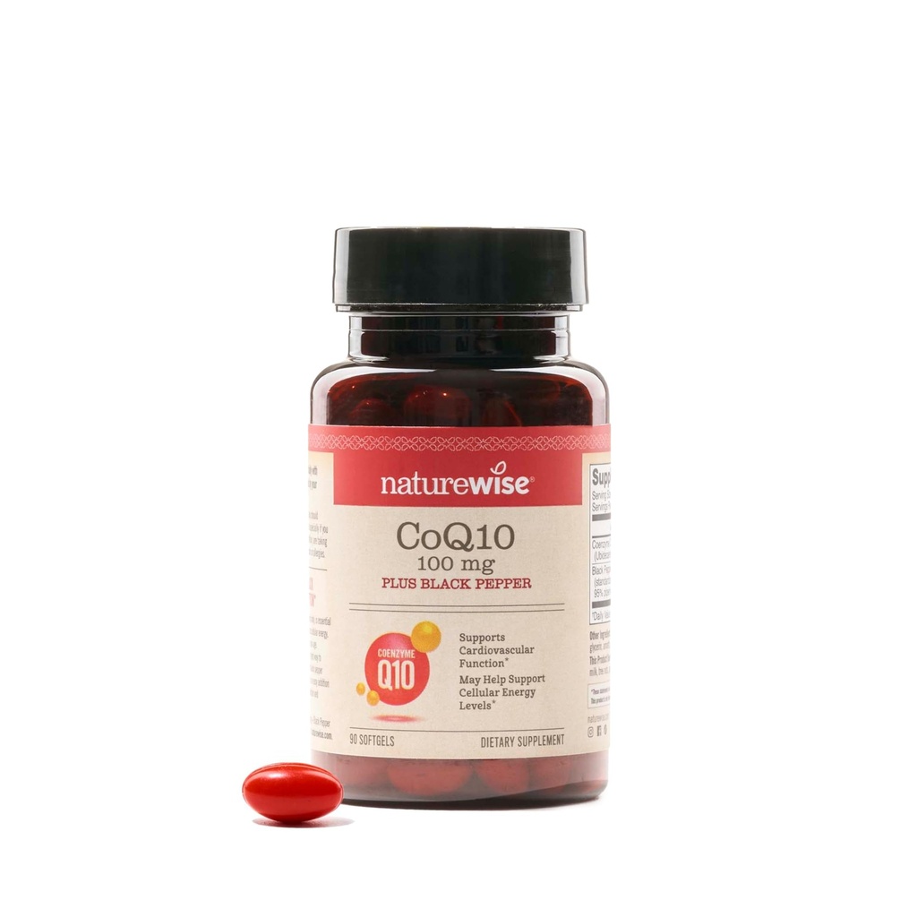 NatureWise CoQ10 100mg + Black Pepper Softgels - High Absorption Coenzyme Q10 + Black Pepper - Antioxidant for Heart Health + Cellular Energy - Vegan, Non-GMO, Gluten-Free - 90 Count[90-Day Supply]