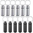 Patelai 12 PCs Φορητό Keychain Hill θήκη τσέπης Mini Pocket Hill για άνδρες γυναίκες Geocache Containers Αδιάβροχη μεταλλική ιατρική μπουκάλι Organizer για το εξωτερικό ταξίδι Camping (μαύρο και ασημένιο)