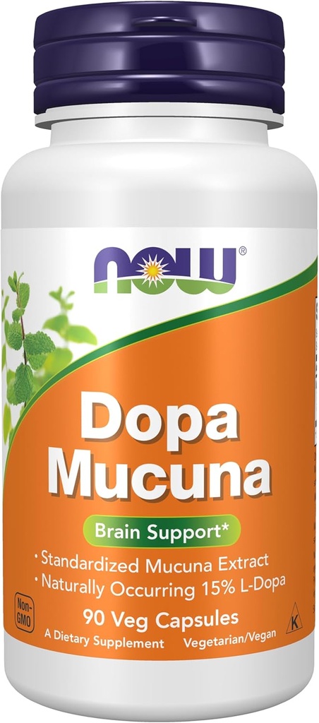 NOW Συμπληρώματα, DOPA Mucuna, Standardized Mucuna Extract με φυσικά εμφανίζεται 15% L-Dopa, 90 κάψουλες Veg