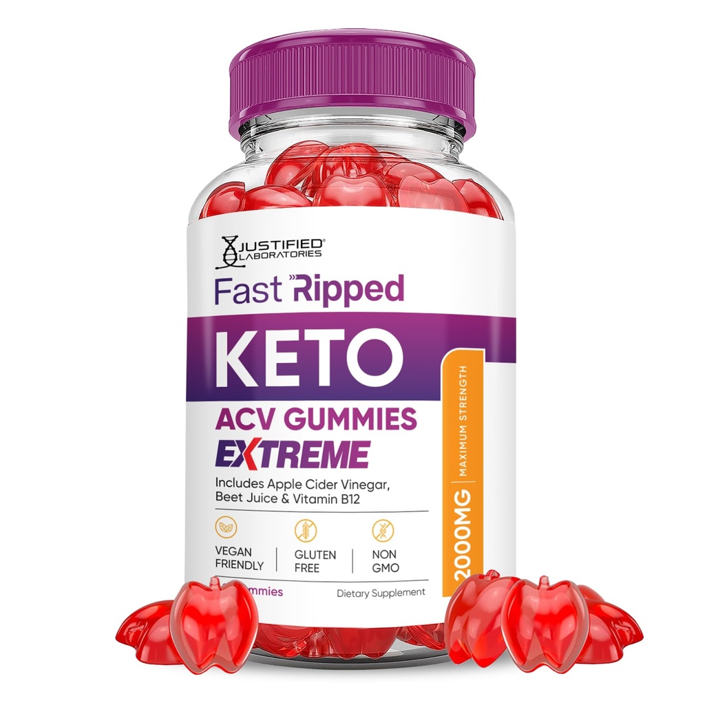 Justified Laboratories Fast Riped Keto ACV Gummies Extreme 2000MG Fast Ripped Keto Gummies Apple Cider Vinegar Formed with Ρόδι Σκόνη χυμού τεύτλων B12 Vegan Non GMO 60 Gummys