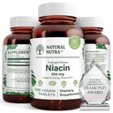 Natural Nutra Time-Release Slow Niacin 500mg (Vitamin B3), Υποστήριξη Υγιής Χοληστερόλη, Προάγει την Καρδιαγγειακή Υγεία, Προάγει τα Δερματικά Κύτταρα και Βελτιώνει τη Γνωστική Λειτουργία, 250 Vegan Tablets