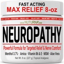 Νευροπάθεια Nerve Relief Cream - γρήγορη δράση Max ανακούφιση για τα πόδια πόδια ποδιών πίσω - Ultra Strength Menthol Arnica Aloe Vera MSM, Καταπραϋντική Φυσικό Nerve Comfort Relief, Super Large 8 oz