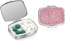Soleebee Bling Crystal Pill Box, Φορητό 2 διαμερίσματα Daily Pill Organizer, μικρό ταξιδιωτικό χάπι περίπτωση για το πορτοφόλι ή τσέπη, ιατρική Vitamin Pill Container Organizer (Pink)