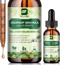 Soursop Bitters Liquid Drops, Soursop Graviola Leaf Extract Multivitamin Drops with Sea Moss Black Seed Oil Supplement - Υποστηρίζει Αντιοξειδωτικό, επιβραδύνοντας τη γήρανση των κυττάρων, καθαρισμού των ούρων, Detox & Ανοσία Υγεία