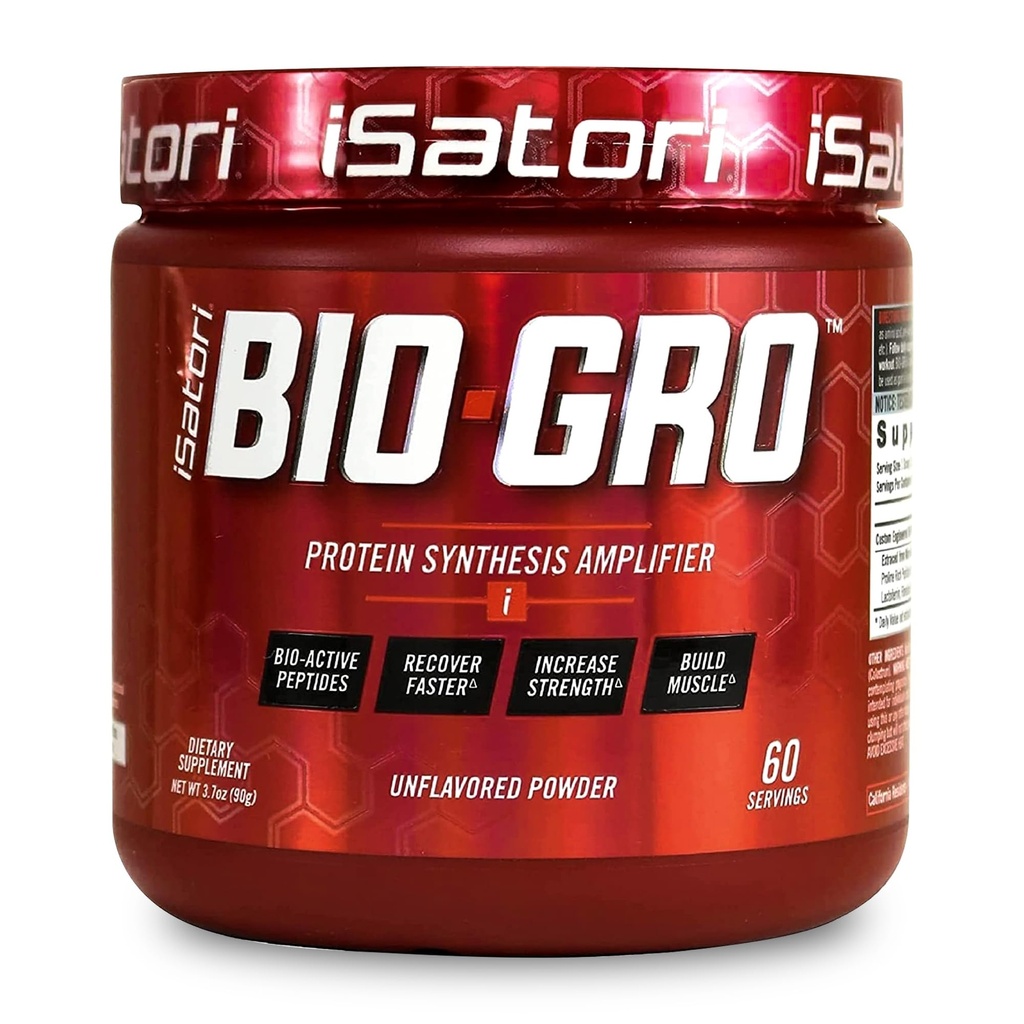 iSatori BIO-GRO Ενισχυτής πρωτεΐνης σύνθεσης, για την αποκατάσταση των μυών & την ανάπτυξη, ενισχυμένη διεγερτικό δωρεάν πριν από την προπόνηση & το συμπλήρωμα του συστατικού με Bio-Active Peptides- Unflavored (60 εξυπηρετούν)