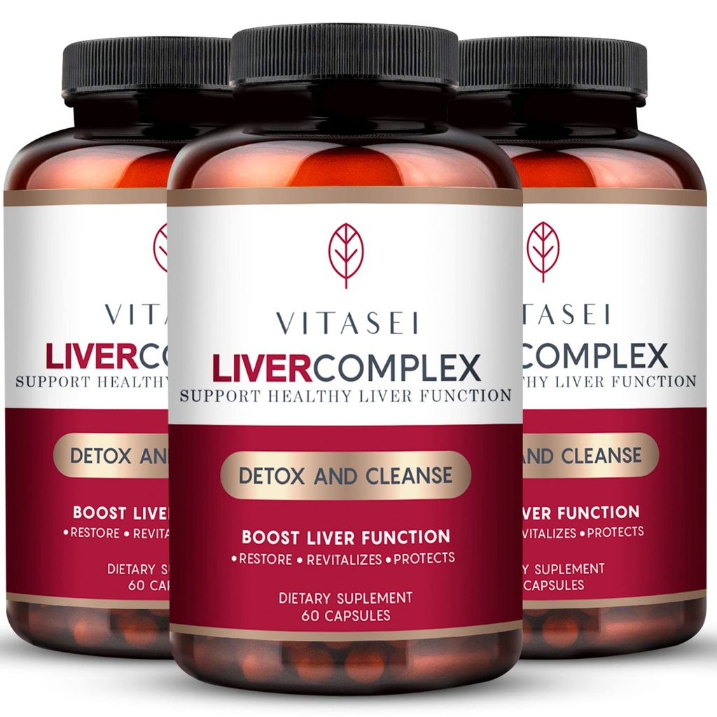 VITASEI Liver Cleanse Detox & Repair, Liver Complex W/Milk Thistle Extract, Garcinia, Curcumin C3, συμπλήρωμα βοτάνων υποστήριξης, Detox Formula για γυναίκες & άνδρες, 60 κάψουλες (πακέτο των 3)