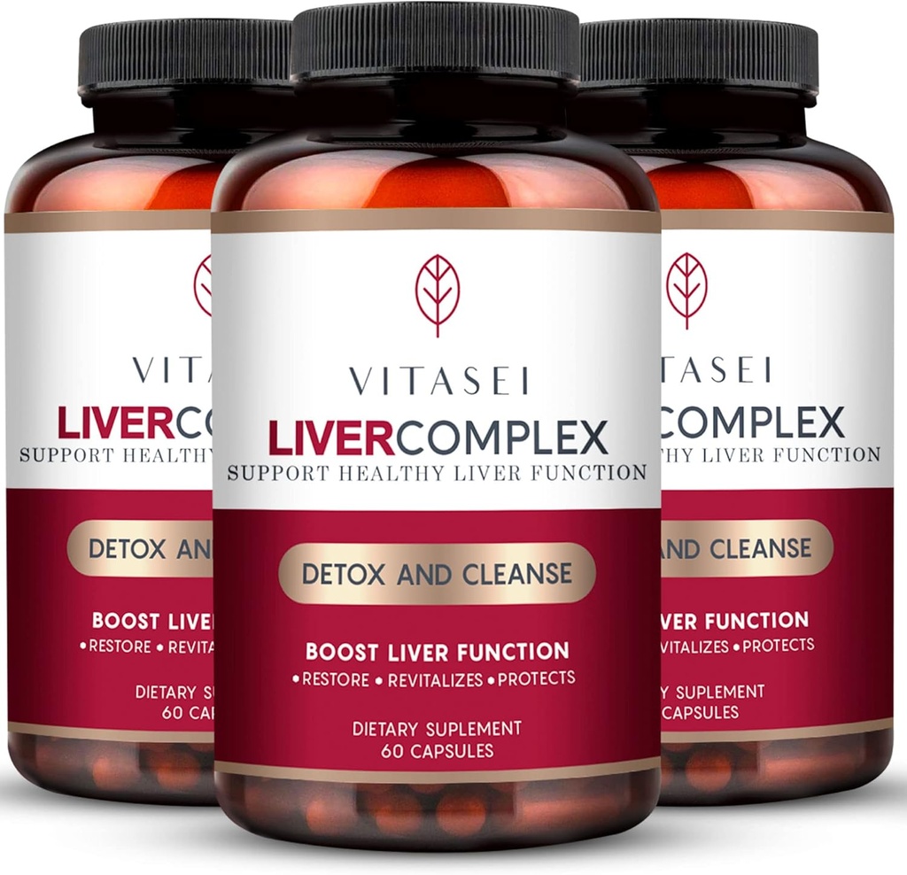 VITASEI Liver Cleanse Detox & Repair, Liver Complex W/Milk Thistle Extract, Garcinia, Curcumin C3, συμπλήρωμα βοτάνων υποστήριξης, Detox Formula για γυναίκες & άνδρες, 60 κάψουλες (πακέτο των 3)