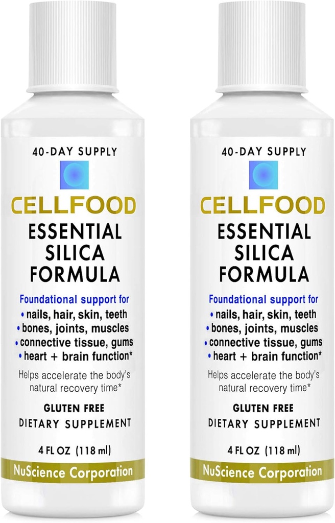 Cellfood Essential Silica Anti-Aging Formula, 4 fl oz, 2 Pack - Υποστηρίζει υγιή οστά, αρθρώσεις, μαλλιά, δέρμα, νύχια, δόντια & τσίχλες - Εύκολο στην απορρόφηση - Χωρίς γλουτένη, χωρίς θειαμινάση, μη GMO - 80-ημέρα προμήθεια