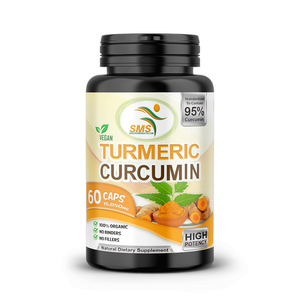 Pure Turmeric Curcumin 1000 mg Black Pepper Extract 95% CURCUMINOIDS, Non GMO, Αυξημένη απορρόφηση, Χωρίς γλουτένη, 500mg 60 κάψουλες λαχανικών