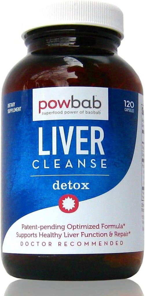 Powbab Liver Cleanse Detox. #1 Patent-Pending Βελτιστοποιημένη Φόρμουλα επισκευής. Liver Md Focus Research with Organic Baobab, Beet Root Powder, and Goji. Beats Milk Thistle Silymarin & Dandelion (120 κάψουλες)