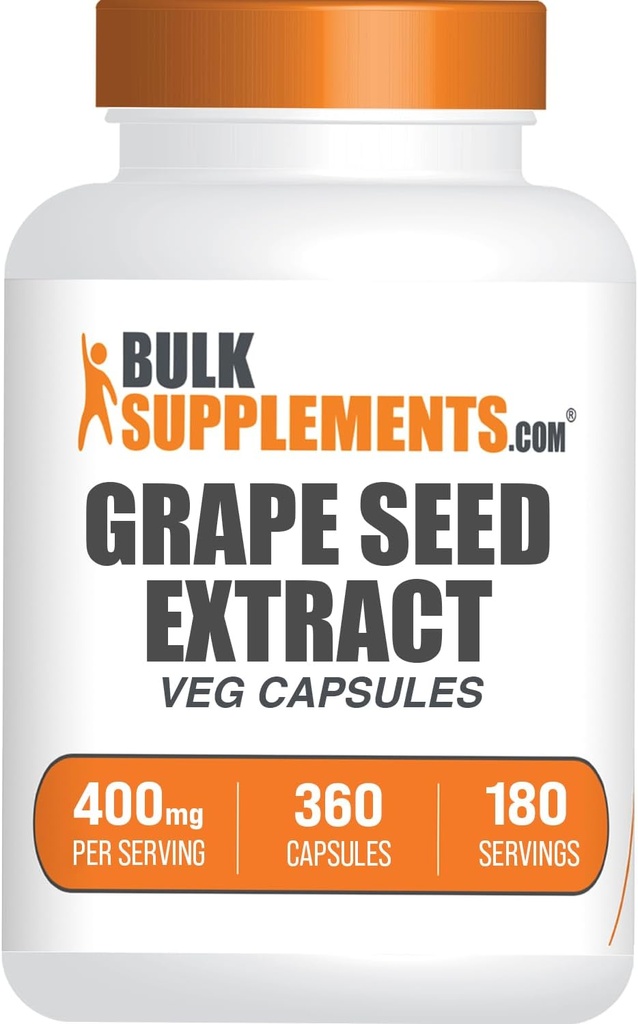 BulkSupplements.comgrap Seed Extract Κάψουλες - συμπλήρωμα σπόρων σταφυλιών, Αντιοξειδωτικό συμπλήρωμα - Vegan, 2 κάψουλες ανά υπηρεσία, 360 Count (Pack of 1)
