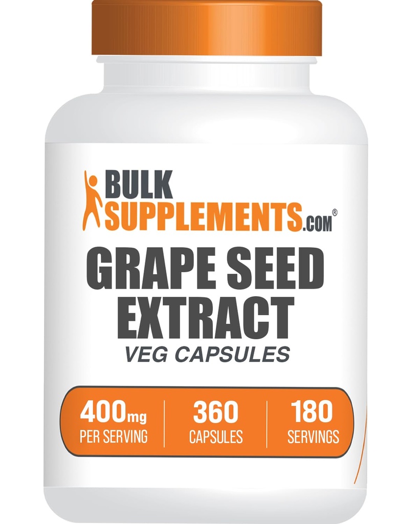 BulkSupplements.comgrap Seed Extract Κάψουλες - συμπλήρωμα σπόρων σταφυλιών, Αντιοξειδωτικό συμπλήρωμα - Vegan, 2 κάψουλες ανά υπηρεσία, 360 Count (Pack of 1)