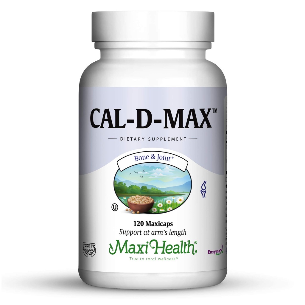 Maxi Health Cal-D-Max - Κιτρικό ασβέστιο - με βιταμίνη D3 - Υποστήριξη οστών - 120 κάψουλες - Kosher