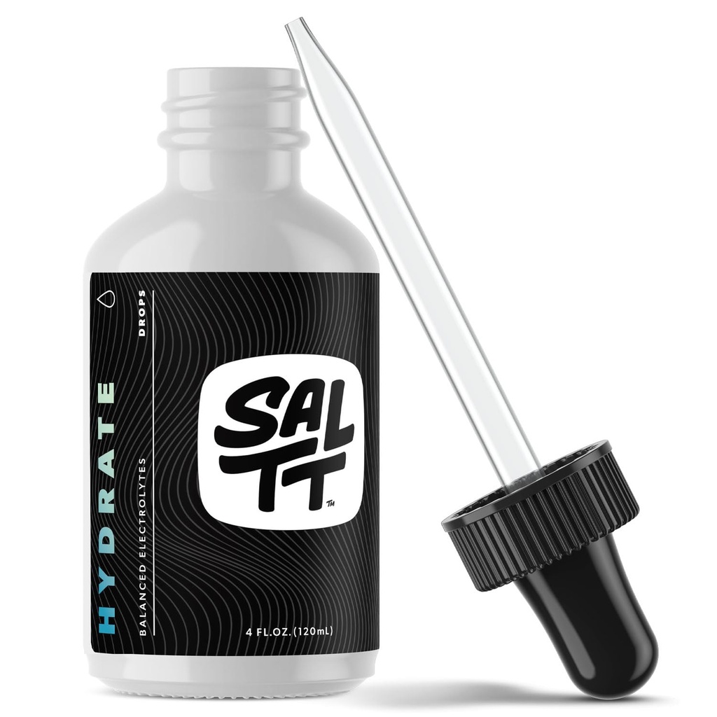 SALTT by Keto Chow - Σταγόνες ενυδάτωσης ηλεκτρολυτών - Διαιτητικά Keto & Διαλείπουσα Νηστεία - Ανοσολογική Υποστήριξη - Χωρίς Γλουτένη & Ζάχαρη - Νάτριο, Μαγνήσιο, Κάλιο & Ανόργανα Ορυκτά - Άγευστα - 4 fl oz