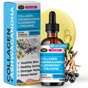 Collagen Mojo - Υγρό κολλαγόνο για γυναίκες & άνδρες, Collagen Peptides με Ashwagandha, Elderberry & L-Theanine - Μαλλιά, δέρμα, νύχια, κοινή & υποστήριξη στρες, υψηλή απορρόφηση - 100.000mcg, 2 Oz