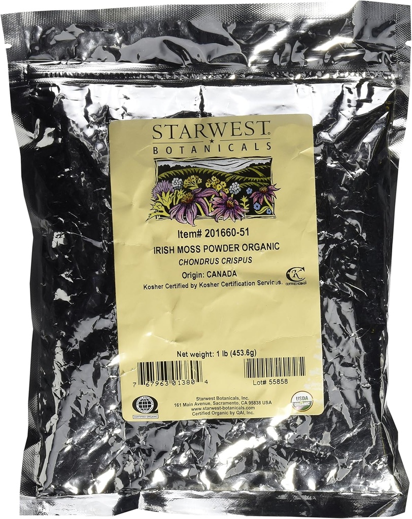 Starwest Botanicals Organic Irish Moss Powder, 1 Pound