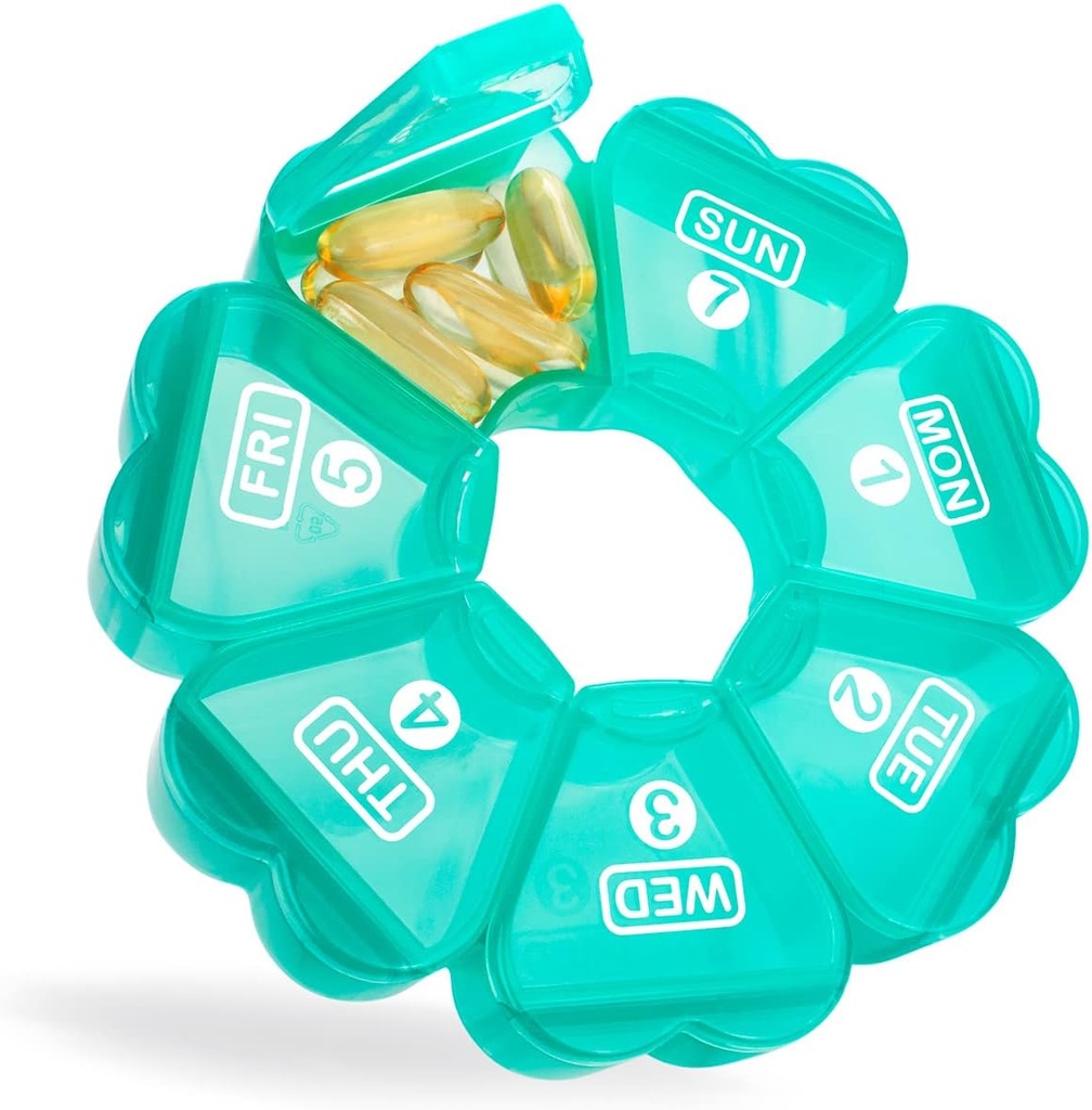Large Pill Organizer 7 Day, Remtise Portable Daily Pill Cases Medicine Organizer, Weekly Pill Box for Pills/Vitamin/Fish Oil/Supplements and Medication (Green)