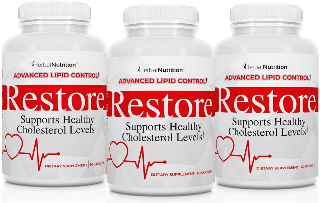 Restore - Supports Healthy Cholesterol, Red Yeast Rice, Grape Seed, Folic Acid for Advanced Lipid Control, All-Natural Bio-Actives, Help Promote Healthy Cholesterol (3)