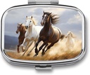 Horses Running Art Pill Box 2 Διαμέρισμα Φορητό Χάπια Υπόθεση Καθημερινή πλατεία Χάπια Διοργανωτής για Pocket Purse Καθημερινή Ιατρική Δοχείο για να κρατήσει βιταμίνες Fish Oil Ταξίδια Δώρα