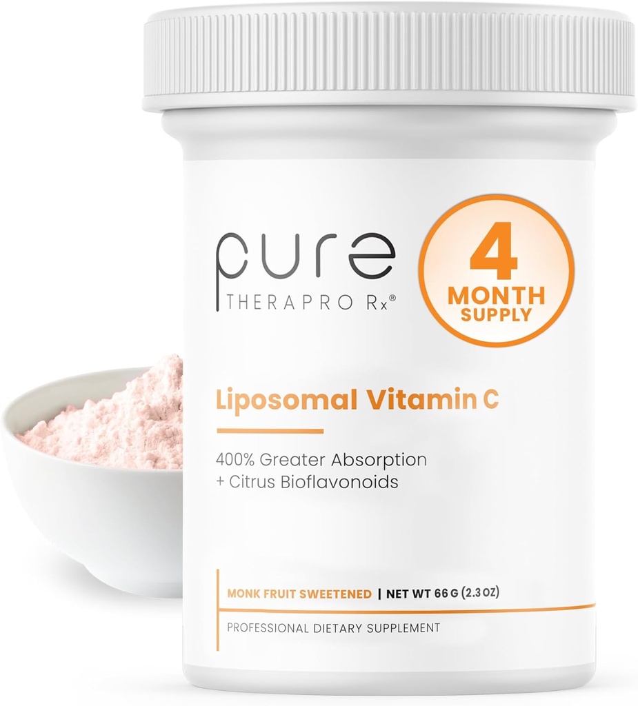 Pure Therapro Rx Liposomal Vitamin C σκόνη, πατενταρισμένο PureWay Vegan Vitamin C συμπλήρωμα, Υποστηρίζει υγιή γήρανση, ανοσοποιητική λειτουργία & σχηματισμός κολλαγόνου, μη-GMO, Κατασκευασμένο στις ΗΠΑ (66g,120 εξυπηρετούν)