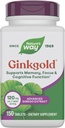 Τρόπος της φύσης Ginkgold Advanced Ginkgo εκχύλισμα, υποστηρίζει μνήμη, εστίαση & Γνωστική λειτουργία*, εκχύλισμα Ginkgo Biloba, 150 δισκία (συσκευασία Μαΐου Vary)