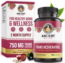 Ancient Bliss Resveratrol Ισχυρό συμπλήρωμα αντιοξειδωτικών με πράσινο τσάι, εκχύλισμα σπόρων σταφυλιών για υγιή γήρανση για άνδρες και γυναίκες
