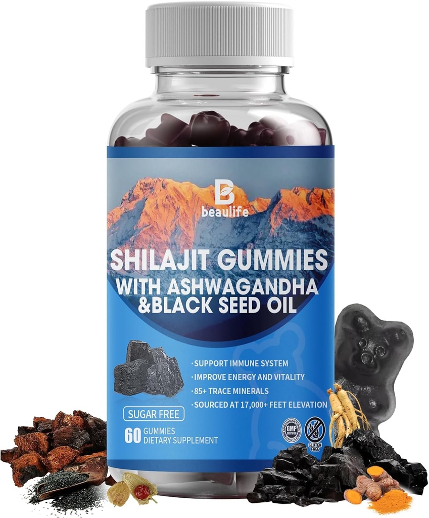Shilajit Gummies, Shilajit, Resin, με 85+ Trace Minerals, Fulvic Acid, Phytonutrients, Vitamin C, D, B12, Ashwagandha, Chaga Mushroom, Turmeric, για την ενέργεια, ανοσοποιητική υποστήριξη