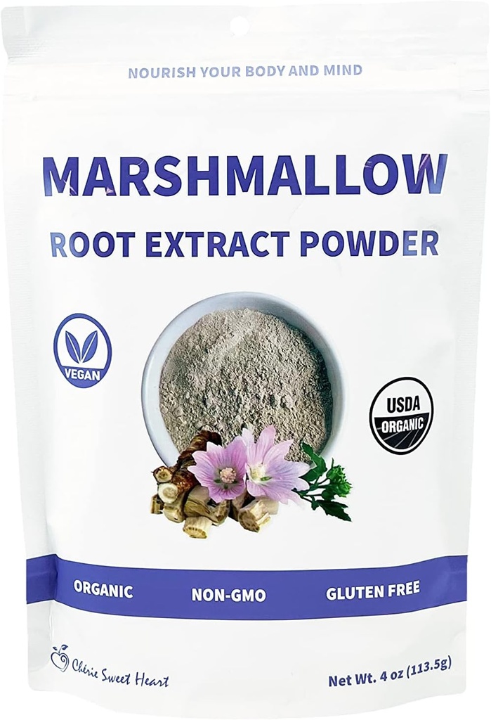 Chérie γλυκιά καρδιά USDA οργανική Marshmallow Root Powder, Filler Free, Traditional Used, Χωρίς ΓΤΟ, Vegan φιλικό, 4 ουγγιά