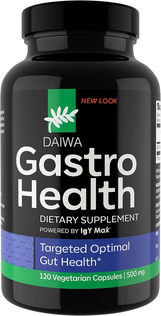 Daiwa Gastro Υγεία – Φυσικό συμπλήρωμα βοήθημα πέψης για την υποστήριξη Digestive & Immune – Powered by IgY Max - συμπλήρωμα πέψης για την υποστήριξη της υγείας των ούρων, 120 Count