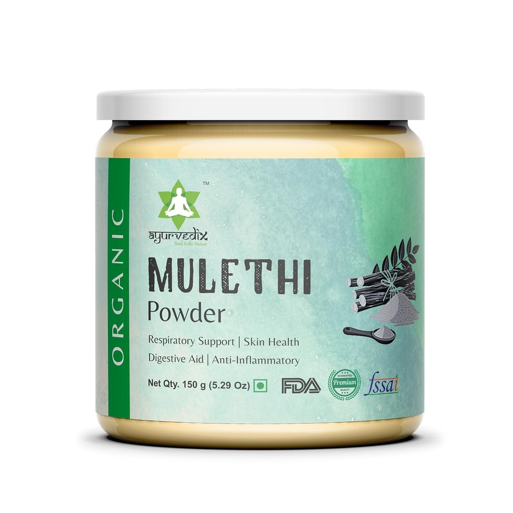 Βιολογική σκόνη ρίζας Licorice Mulethi σε σκόνη, συμπλήρωμα βοτάνων για την υποστήριξη Υγιεινή επένδυση στο στομάχι και Digestive Tract - μη ΓΤΟ, γλουτένη χωρίς γλουτένη Glycyrrhiza Glabra - 150gm/ 5.29oz