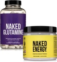 NAKED Vegan Ενεργοποιώντας την αποκατάσταση μυών Bundle Μη αρωματισμένη ενέργεια και 240 L-Glutamine κάψουλες, 1000mg