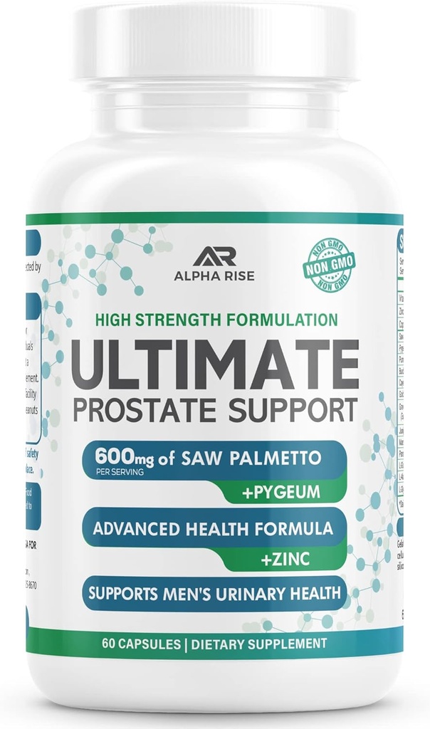 Best Over-the-Counter Prostate Υποστήριξη συμπλήρωμα υγείας για τους άνδρες - 600 mg Saw Palmetto 300mg Pygeum - 16 βότανα + ψευδάργυρος - Ανακούφιση από τη διευρυμένη Prostate & Stop συχνή ούρηση - 60 κάψουλες
