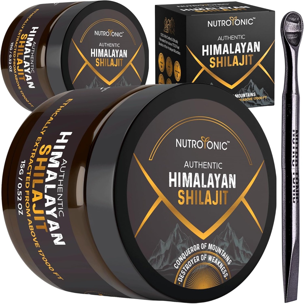 NutroTonic® Authentic Himalayan Shilajit Resin for Men & Women - Χρυσός βαθμός 86% Fulvic Acid - Άγρια βιοτεχνία +17000 FT – 40x Nano φιλτραρισμένο & αποξηραμένο ήλιο - 3ο μέρος εργαστήριο δοκιμαστεί - 15g Jar (πακέτο του 2)