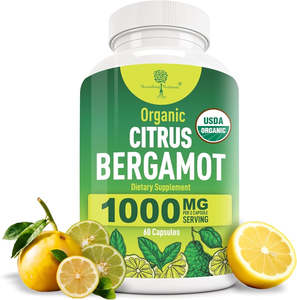 Organic Citrus Bergamot Supplement - Μόνο USDA, Cardiologist Formulated with 200+ Scientific Studies -1000mg - Patented Extract, Heart, Cholesterol, & Lipid - Ιταλικά Argamot High Polyphenols 60caps