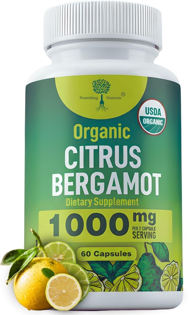 Organic Citrus Bergamot Supplement - Μόνο USDA, Cardiologist Formulated with 200+ Scientific Studies -1000mg - Patented Extract, Heart, Cholesterol, & Lipid - Ιταλικά Argamot High Polyphenols 60caps
