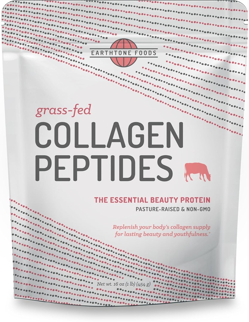 EARTHTONE Collagen Peptides Powder | Paleo-Friendly Hydrolyzed Grass-Fed Non-GMO Protein, 16 oz