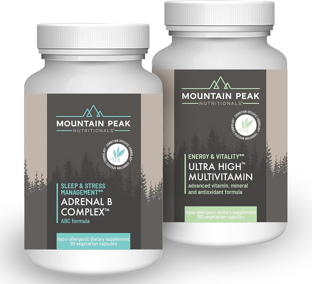 Επινεφρίδια & Ultra High Multivitamin Combo Pack - Βιταμίνη, Multi-Mineral, & Adaptogen Support - Β Βιταμίνες, Προβιοτικά, & Απαραίτητα θρεπτικά συστατικά - 90 & 180 Χορτοφαγικά Ca