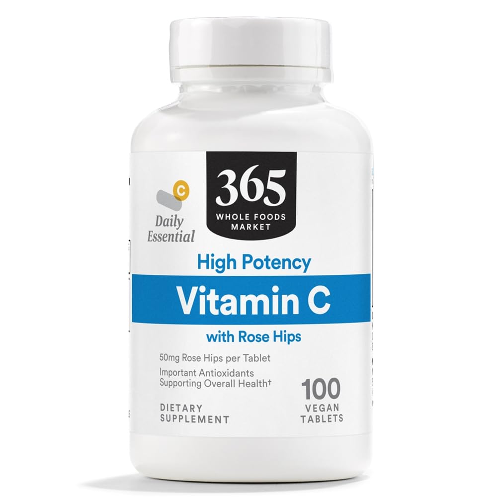 365 από το Whole Foods Market, Υψηλής ισχύος βιταμίνη C με Rose Hips, Vegan, 100 Tablets