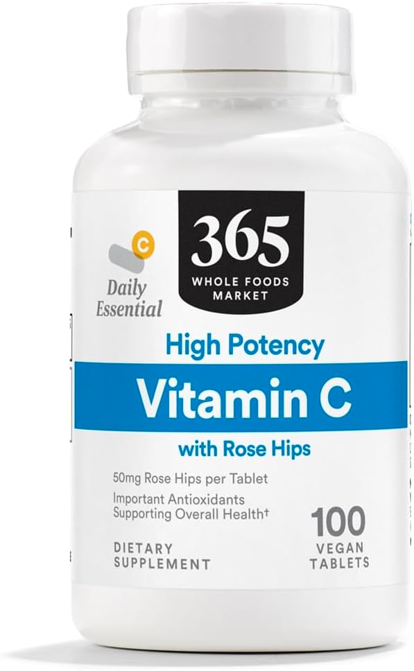 365 από το Whole Foods Market, Υψηλής ισχύος βιταμίνη C με Rose Hips, Vegan, 100 Tablets