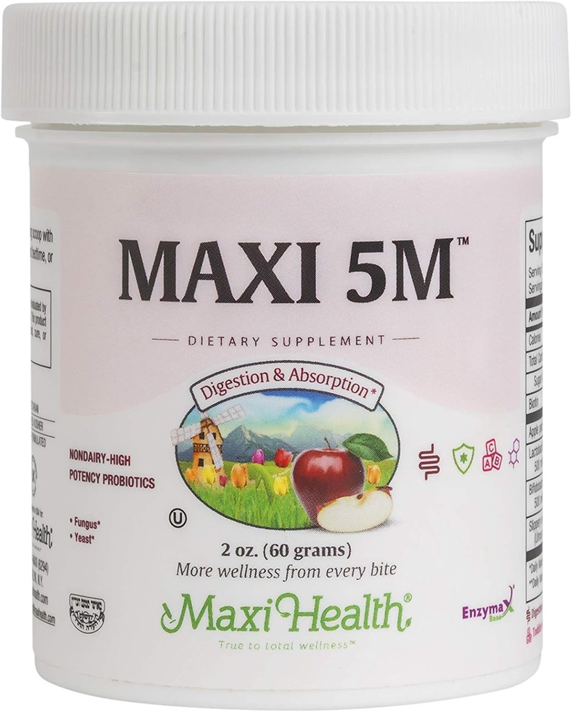 Probiotic Powder – Acidophilus & Bifidobacterium with Apple Pectin, Slippery Elm Bark & Biotin – Digestive & Immune Support, Gut Health, Hair Skin & Nails, Kids & Adults – Kosher, 2 oz (60 Servings)