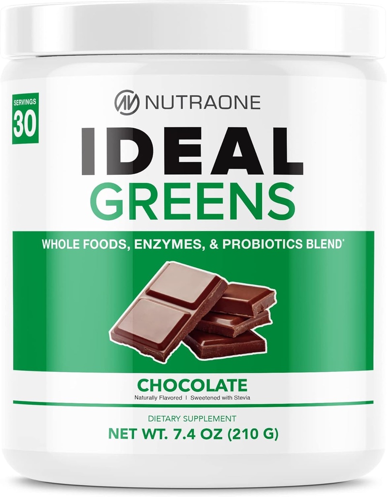 NutraOne Ideal Greens Αντιοξειδωτικό και θρεπτικό συστατικό-Rich Superfood Greens συμπλήρωμα σκόνης (Chocolate- 30 εξυπηρετούν)