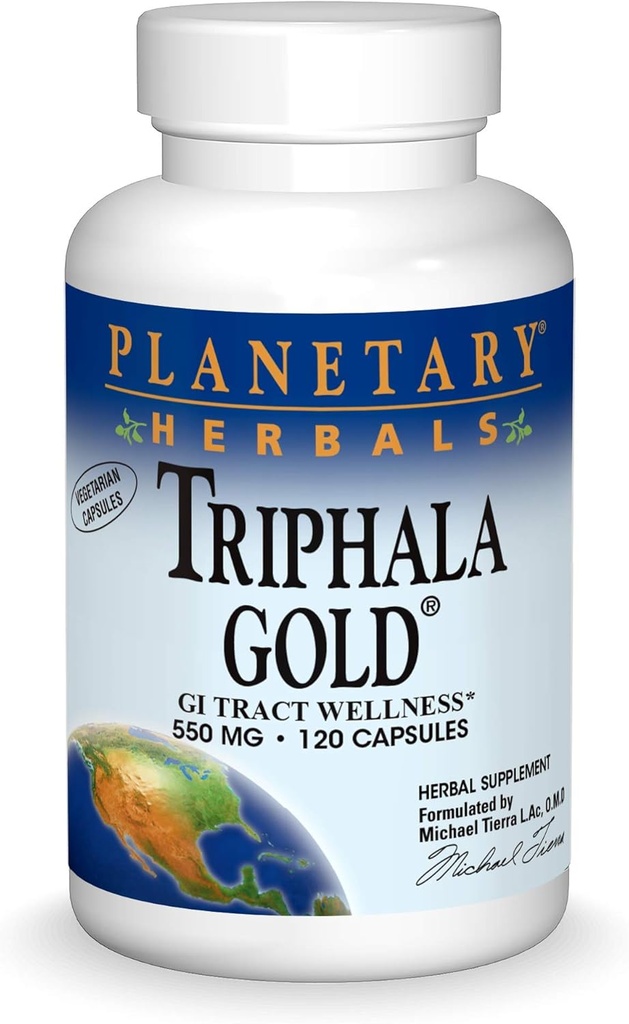 Planetary Herbals Triphala Gold 550mg Καθαριστής & Τονωτής επιπλέον δύναμη Αγιουρβεντικό - 120 Veggi Caps