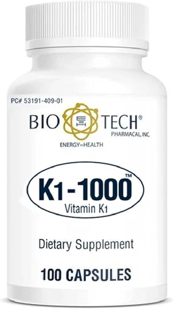 Bio- Tech Pharmacal K1-1000 (Vitamin K1) 100 Κάψουλες - 3 συσκευασίες