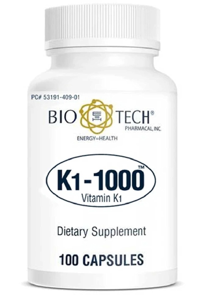 K1-1000 (βιταμίνη K1) 100 κάψουλες - 3 συσκευασίες - Bio- Tech Pharmacal