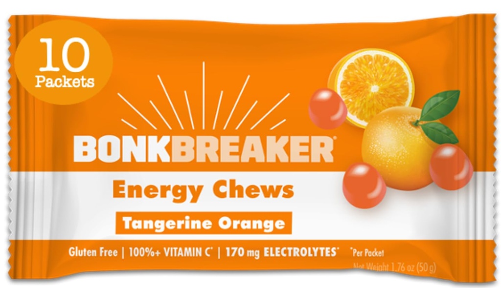 Μάσα ενέργειας Bonek Breaker, χωρίς γαλακτοκομικά, χωρίς γλουτένη συστατικά για την παροχή γρήγορης ενέργειας και εστίασης, 1 κουτί με 10 πακέτα, Tangerine Orange