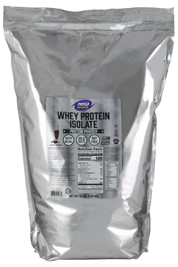 Τώρα τρόφιμα Αθλητική Διατροφή, Whey Protein Isolate, 25 g Με BCAAs, κρεμώδη σκόνη σοκολάτας, 10-Pound