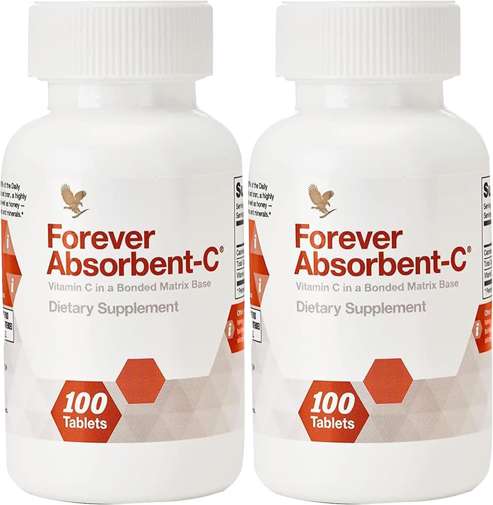 Forever Living - Απορροφητικό-C - Πορτοκαλί, Μέλι Γεύση με Βρώμη Bran - Βιταμίνη C για την Ανοσολογική Υποστήριξη και την Υγεία του Δέρματος - 100 Μασώμενα Δισκία (Pack of 2)